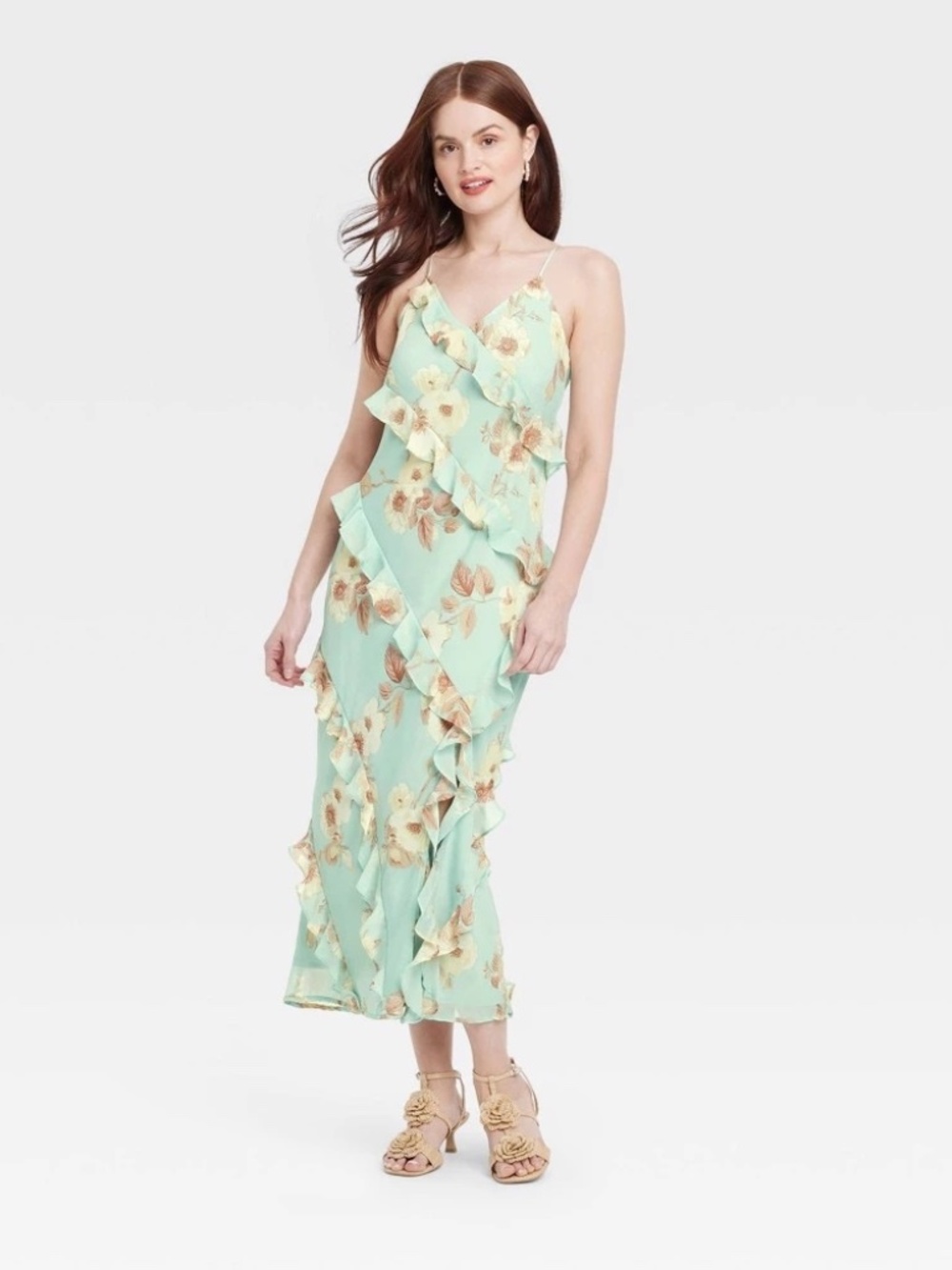 Women's Ruffle Maxi Slip Dress